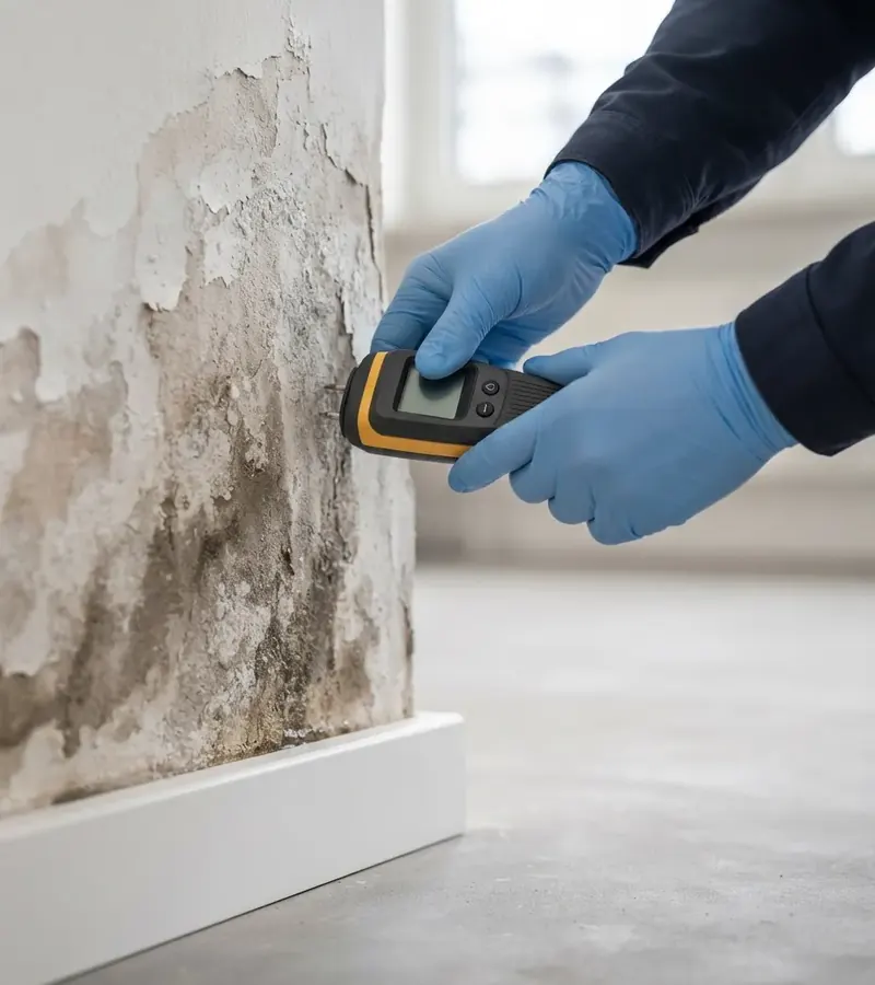 Muro con umidità di risalita e distacco dell'intonaco a Ancona